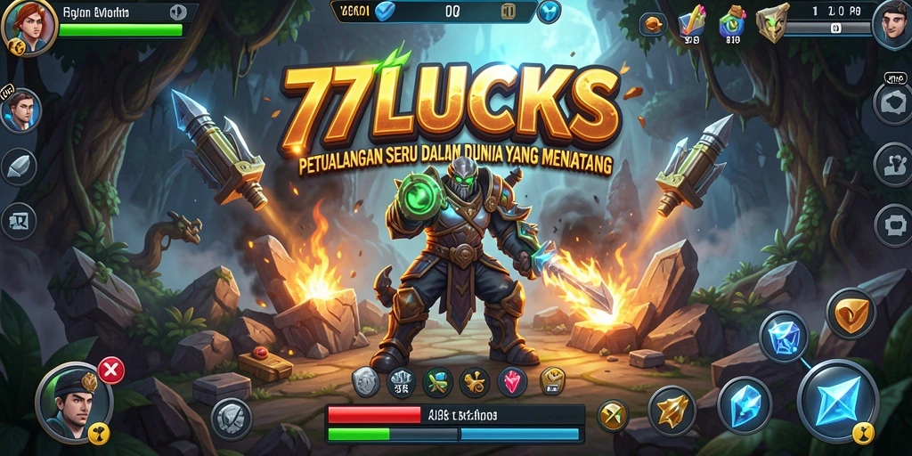 Tampilan gameplay seru dari 77LUCKS dalam dunia petualangan.