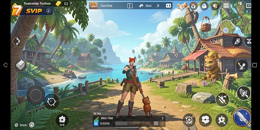 Screenshot 7SVIP menampilkan aksi seru di dunia terbuka.