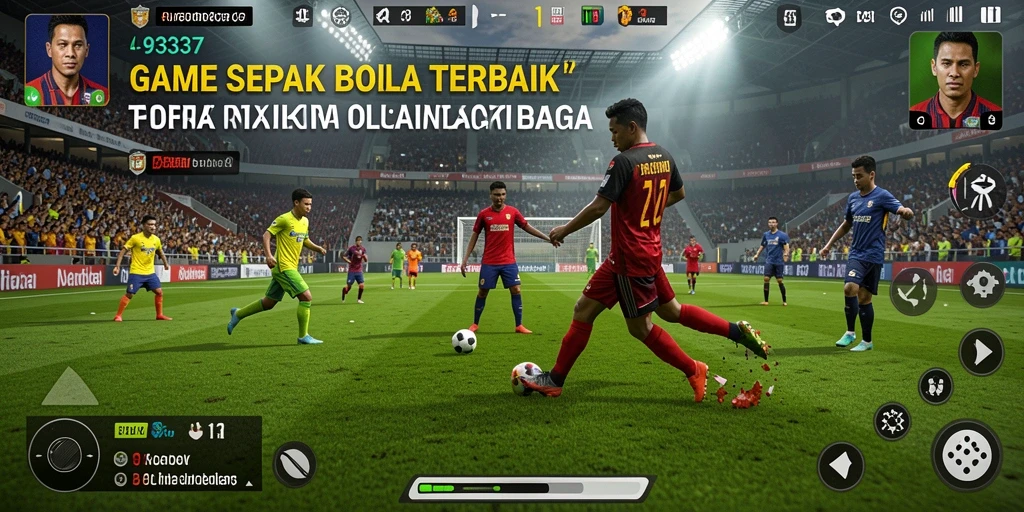 Tampilan seru dari gameplay sepak bola di 93337.