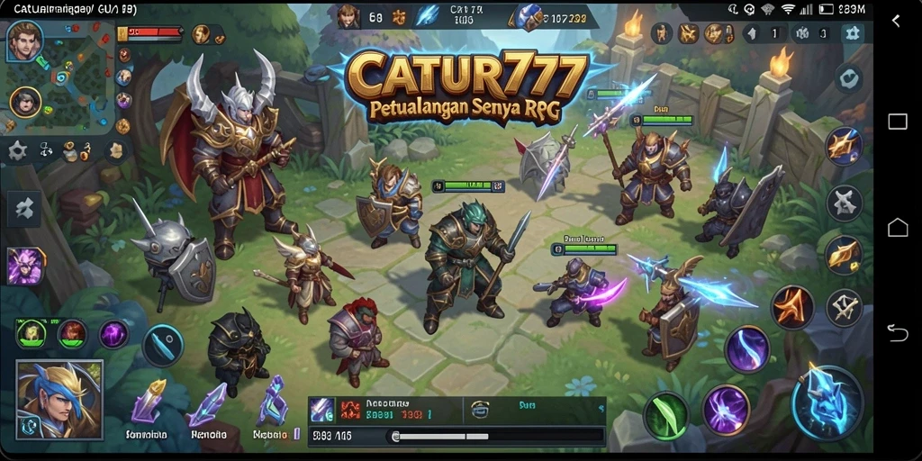 Screenshot menunjukkan aksi seru dalam RPG CATUR777.