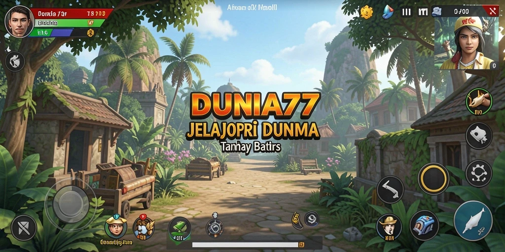 Screenshot gameplay DUNIA77 yang menampilkan eksplorasi dunia terbuka.