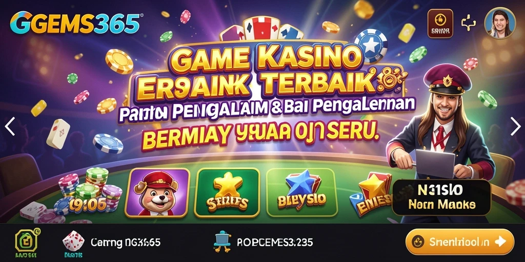 Screenshot utama GEMS365 menampilkan gameplay Kasino yang mengasyikkan.