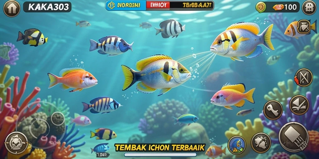 Tampilan gameplay seru dalam KAKA303 saat berburu ikan.