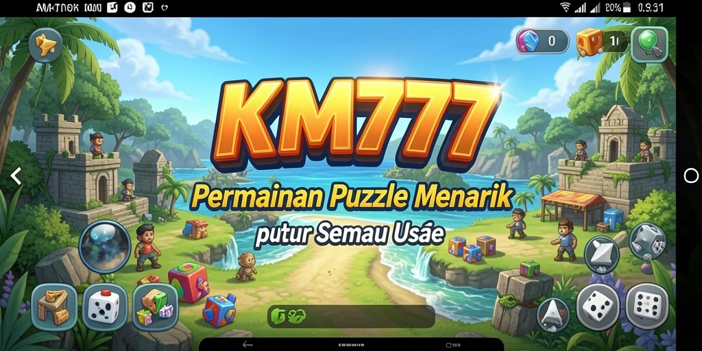 Screenshot KM777 menunjukkan gameplay puzzle yang seru dan menantang.