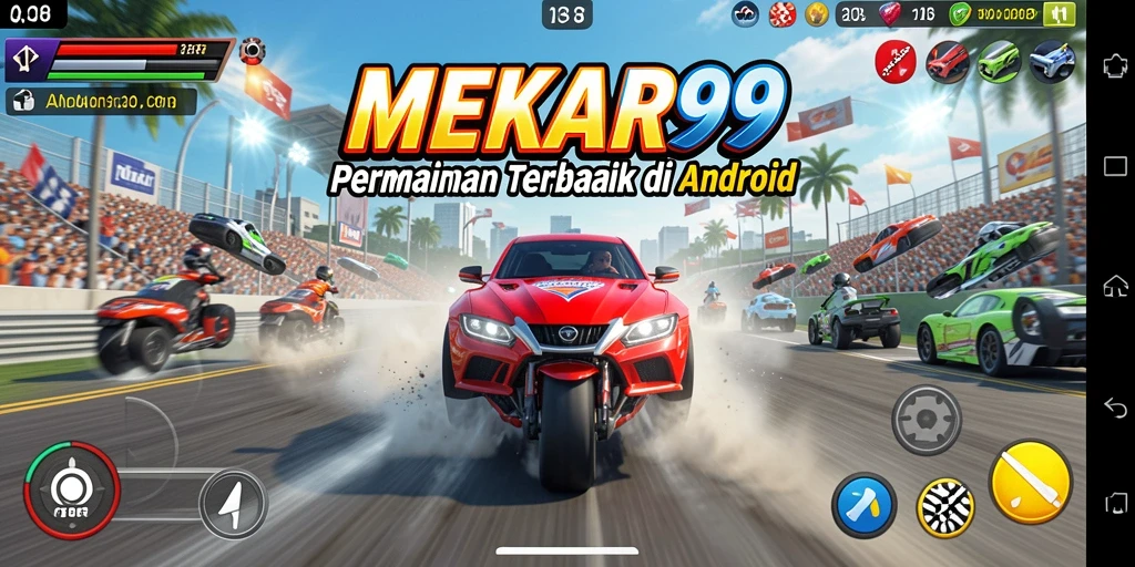 Tampilan screenshot gameplay MEKAR99 yang menampilkan aksi balapan seru.