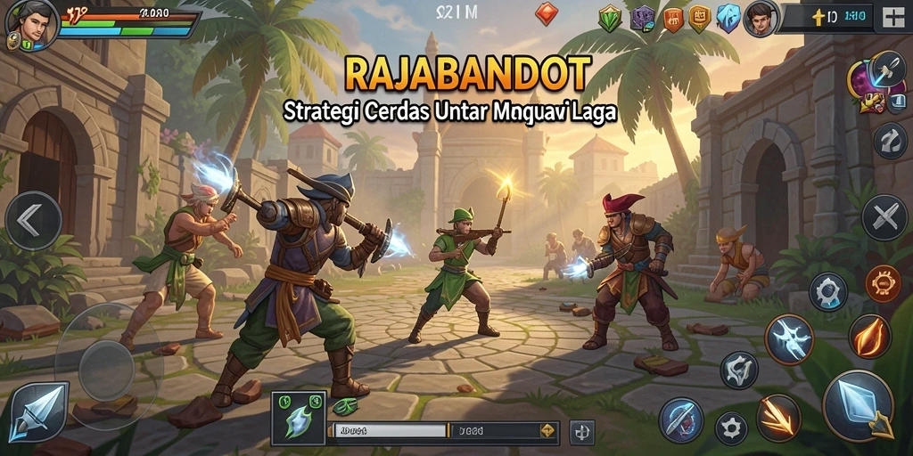 Tangkapan layar gameplay RAJABANDOT menampilkan pertempuran strategi yang mendebarkan.