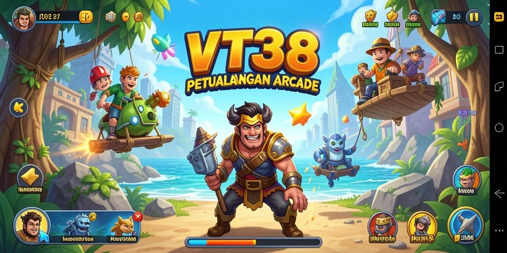 Screenshot menunjukkan aksi seru dalam gameplay Arcade VT38