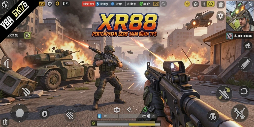 Tangkapan layar gameplay XR88 menampilkan aksi pertarungan intens.
